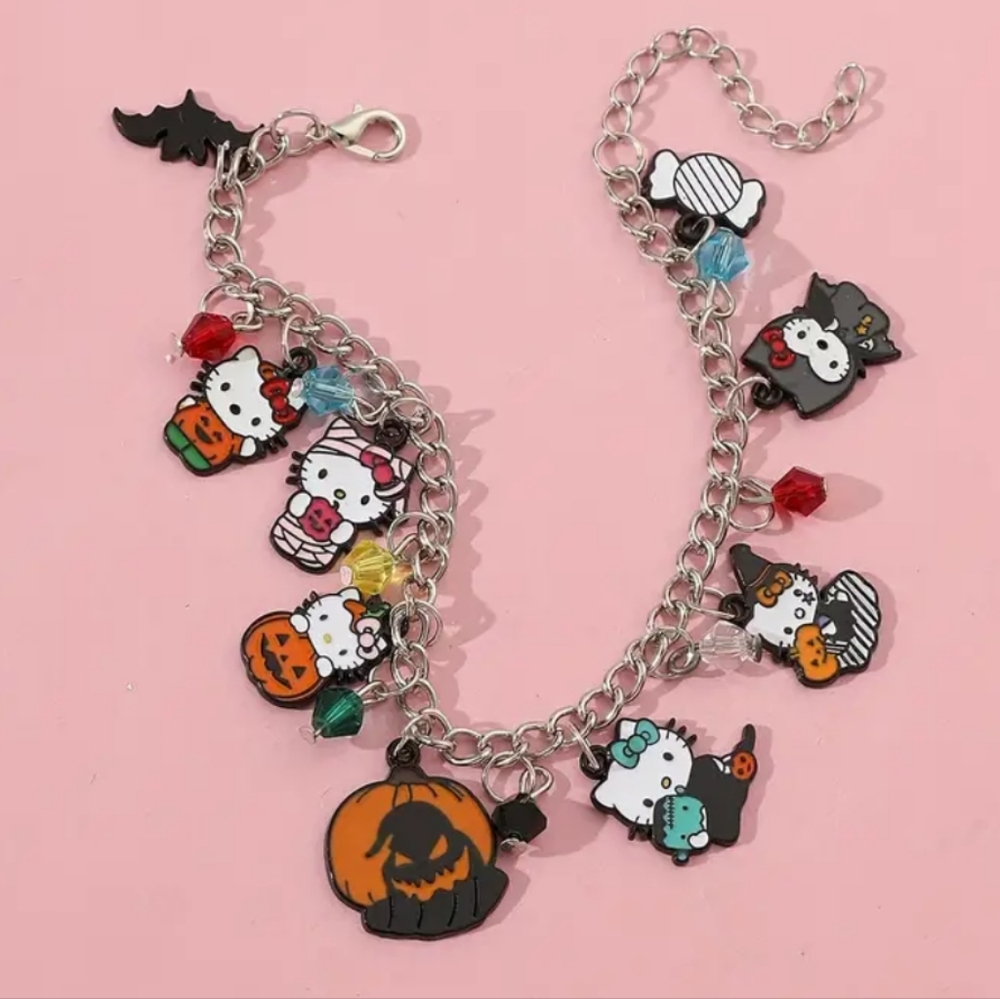 💔 SOLD 💔 Sanrio Hello Kitty Halloween Charm Bracelet - Silver Hardware
